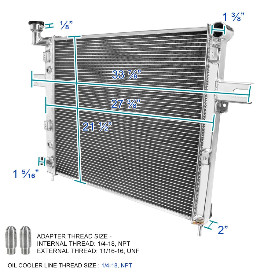 2 Row Aluminum Cooling Radiator SPEC-D TUNING Compatible with 1999-2004 Jeep Grand Cherokee 4.0L L6 Limited