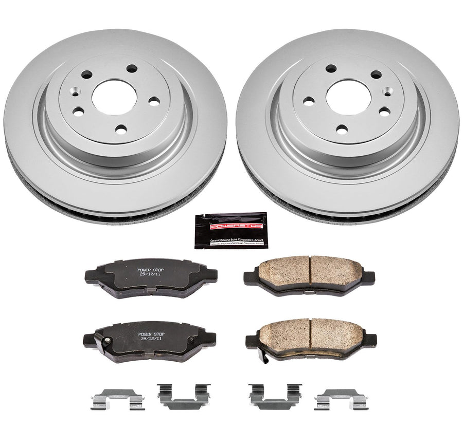 Power Stop CRK4723 Brake Rotor & Coated Ceramic Brake Pads- rear For Cadillac CTS 2008-2014 [Model Specific]