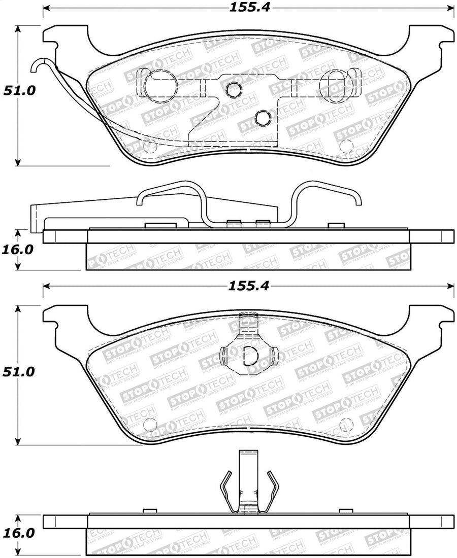 Rear StopTech 308.08580 Brake Pads with Shims Street