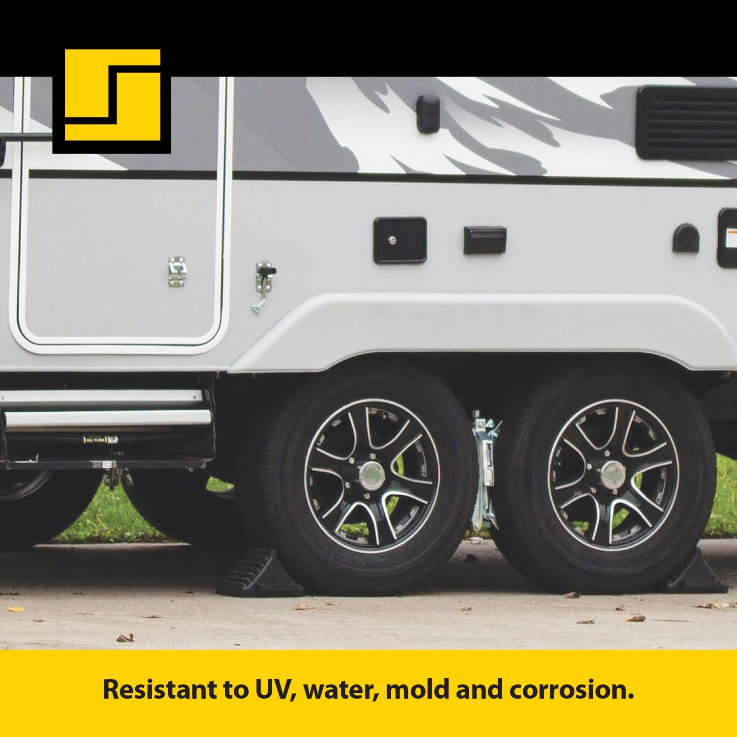 RV Wheel Chocks for Trailer – Stromberg Carlson Rubber Tire Stopper, Camper Chock Blocks, Trailer Wheel Chuck, Wheel Chocks for Cars, RV Tire Chocks for Travel Accessory, Black, Single