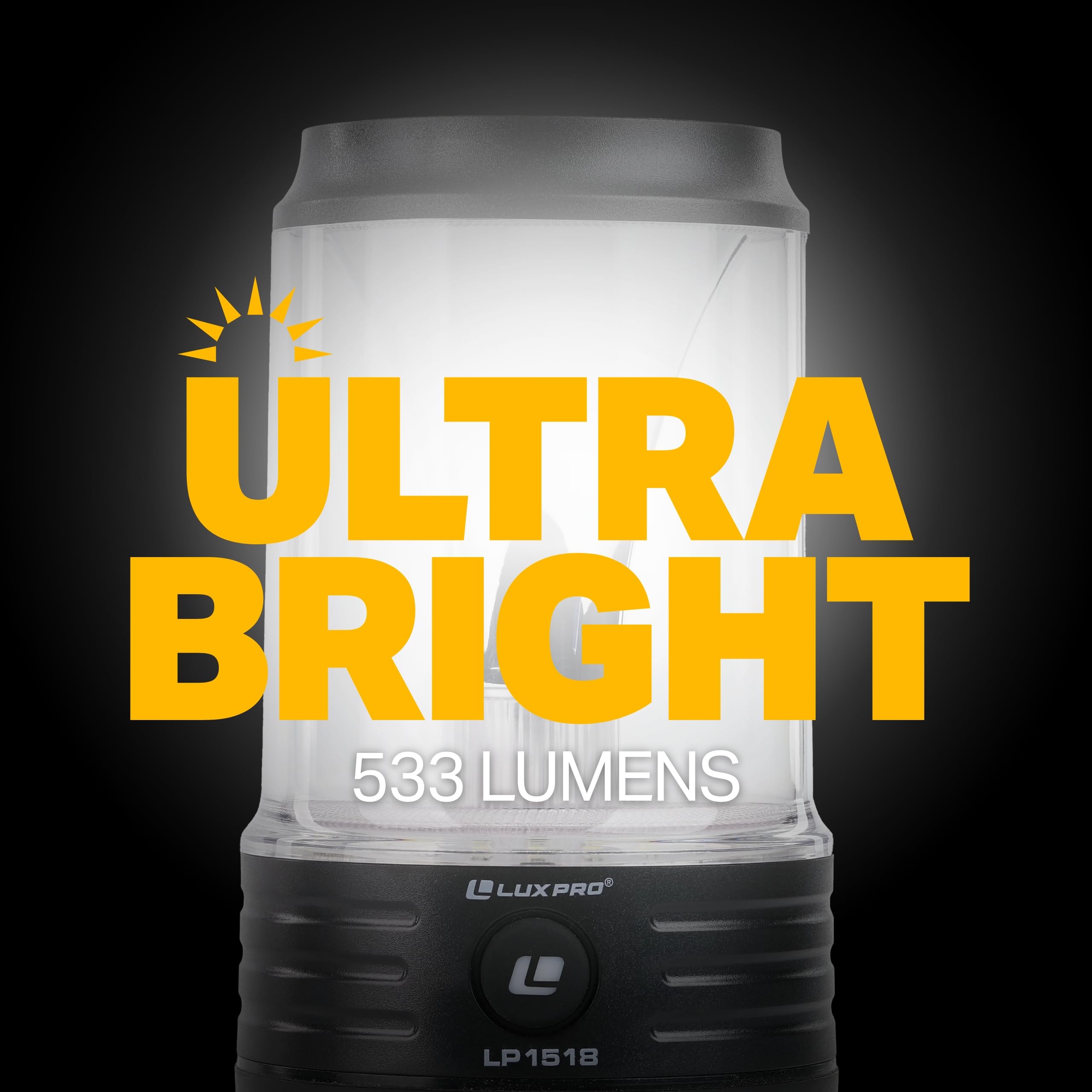 LP1518 LUXPRO Warm & Bright LED Lantern - Electric Lantern for Camping & Outdoor Use - Maximum Run Time of 16 Hours - 2 Pack