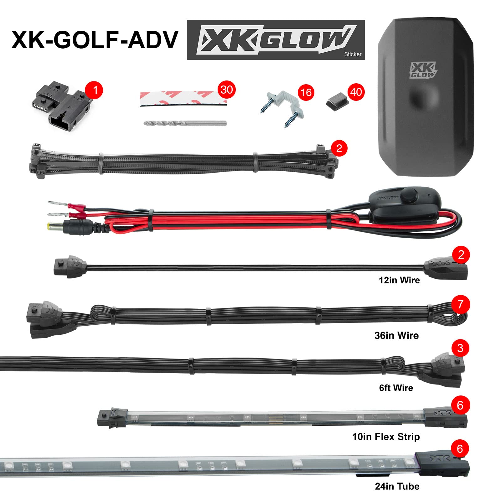 XKGLOW LED Golf Cart Accent Light Kits XK-Golf-ADV | XKchrome Smartphone App
