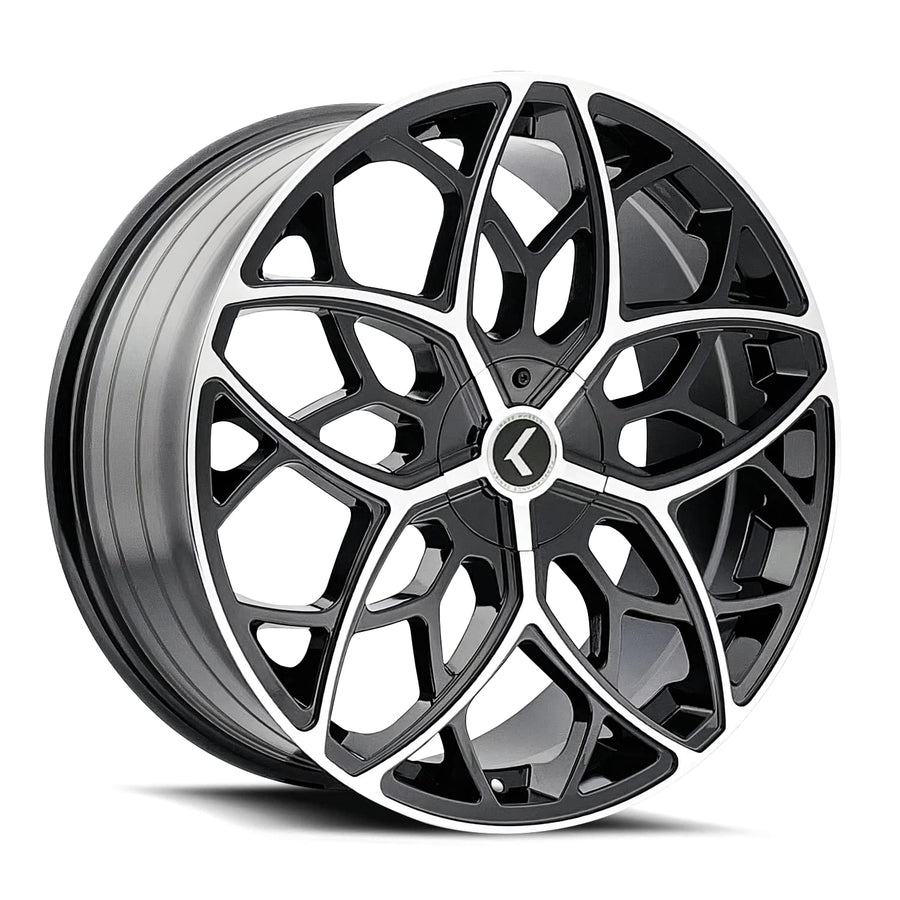 Kraze 22x8.5 KR184 Ricochet 5x115/5x120 +38mm Black/Machined Wheel Rim 22" Inch