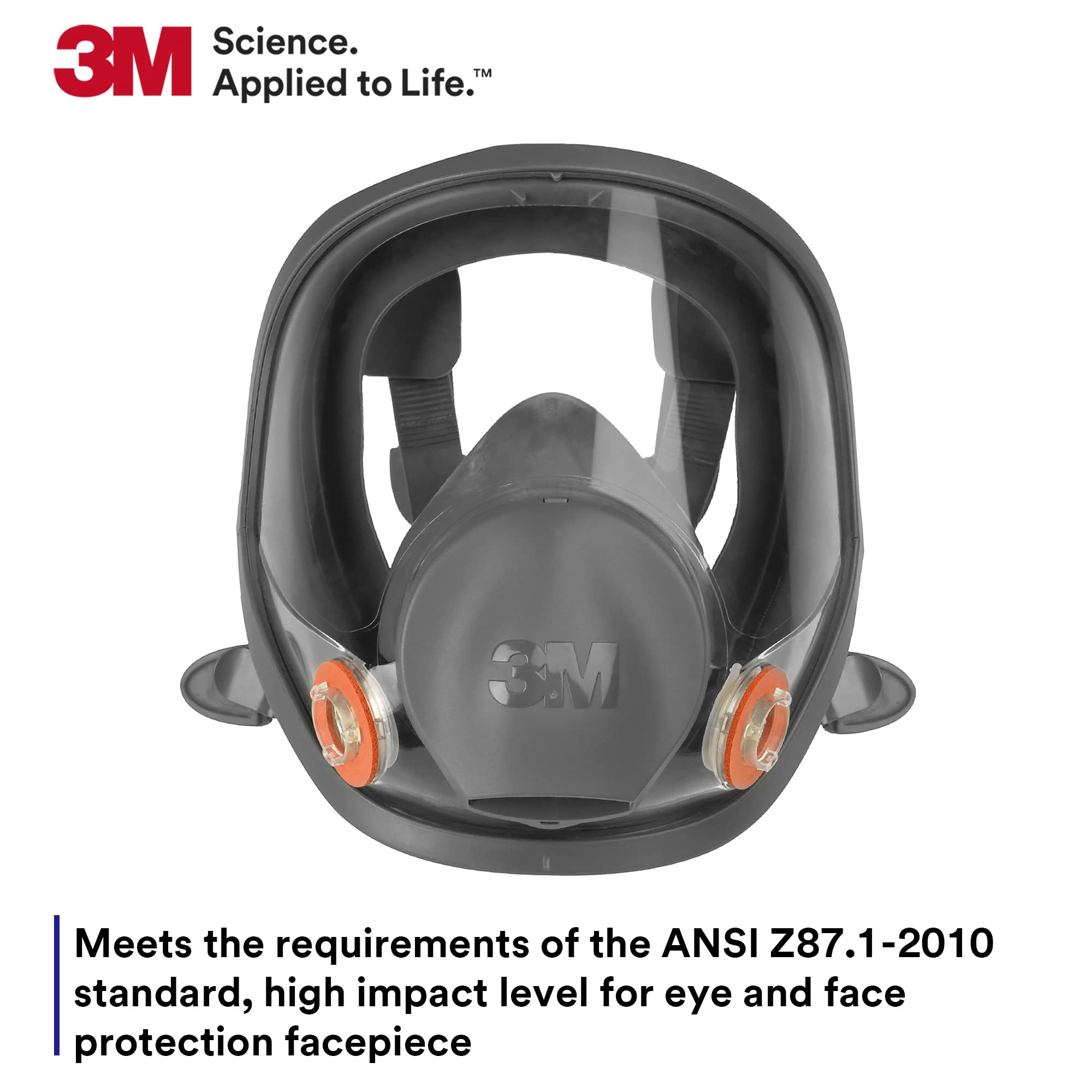 3M Reusable Full Facepiece Respirator 6700, NIOSH, Large Lens, ANSI High Impace Eye Protection, Silicone Face Seal, Four-Point Harness, Comfortable Fit, Painting, Dust, Chemicals, Small