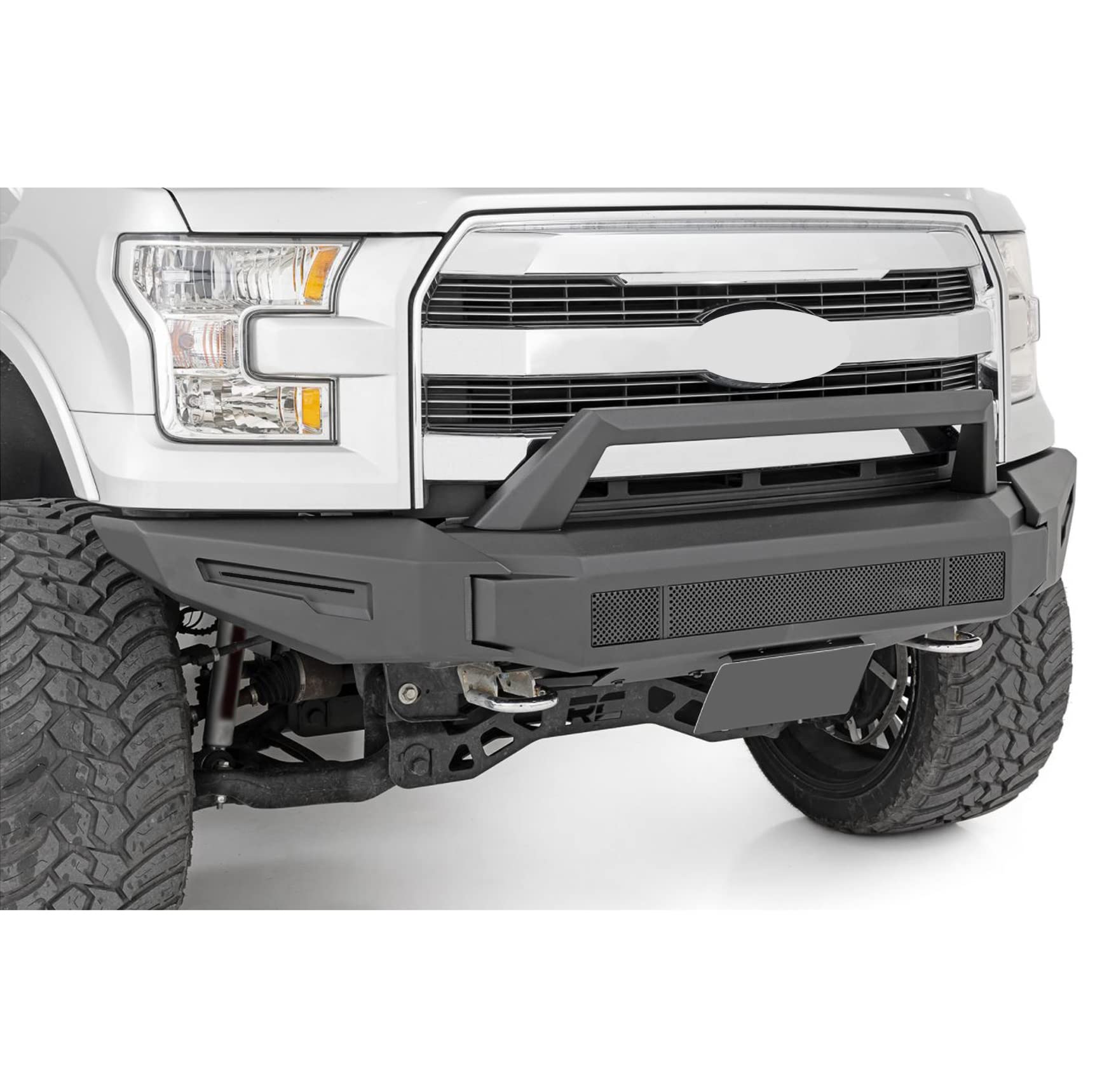 Heavy Duty Black Horse Armour II Modular Front Bumper Matte Black Compatible with 2015-2017 Ford F-150-AFB-F116
