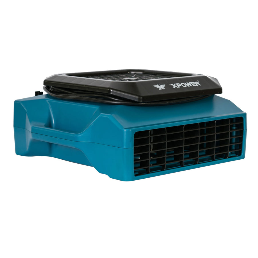1/3 HP XPOWER XL-730A Low Profile Fan, 1150 CFM, 5 Speed Sealed Motor Air Mover, Carpet Dryer with Build-in GFCI Power Outlets for Daisy Chain (ABS)