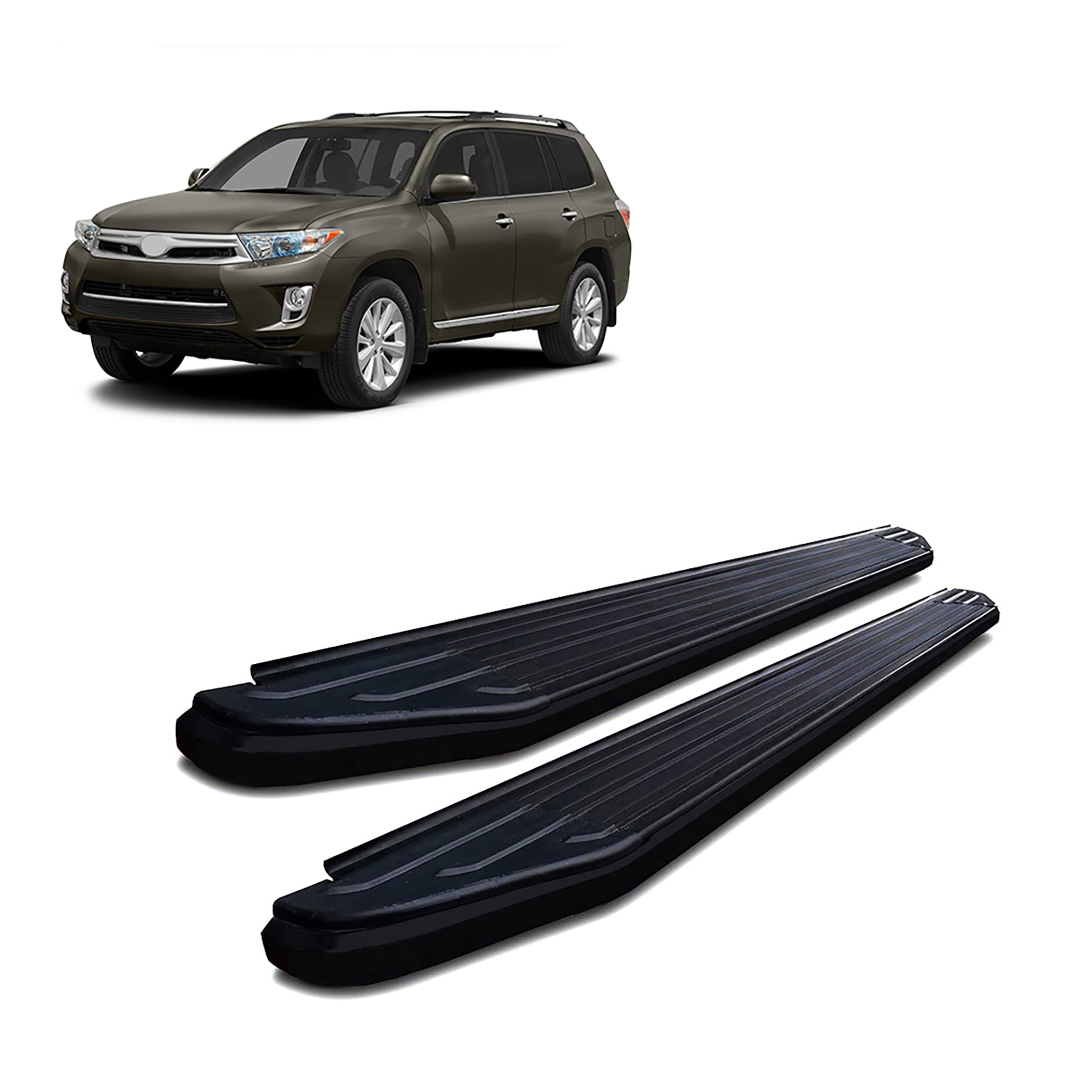 Peerless Black Horse Running Boards Compatible with 2008-2013 Toyota Highlander-PR-TYHGBK Black