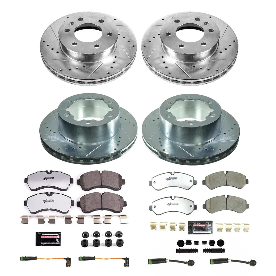 PowerStop Carbon-Fiber Ceramic Brake Pad Front and Rear with Drilled and Slotted Rotor Kit Z36 Truck and Tow, K8450-36