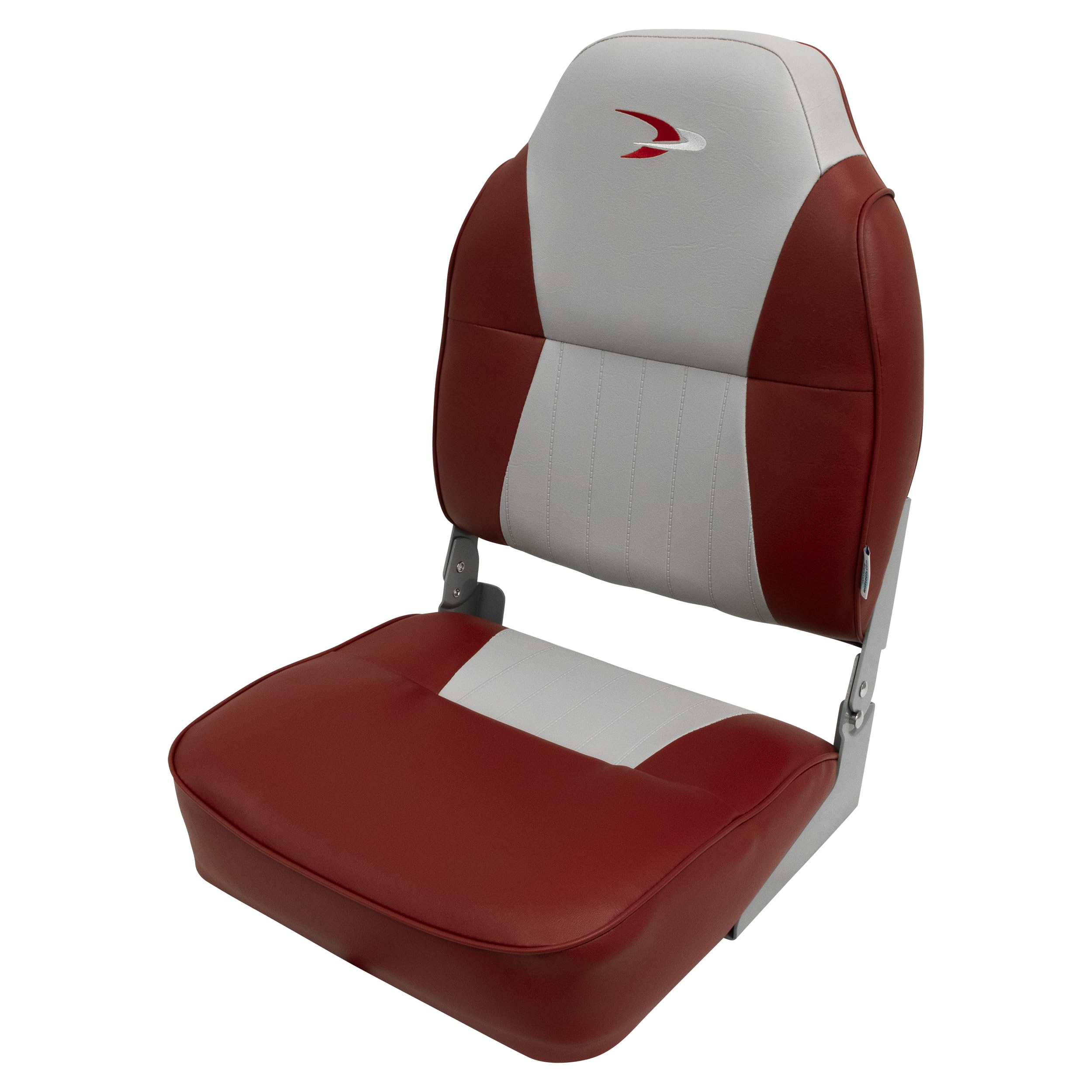 Lund Style Wise 8WD640PLS-661 High Back Boat Seat, Grey/Red