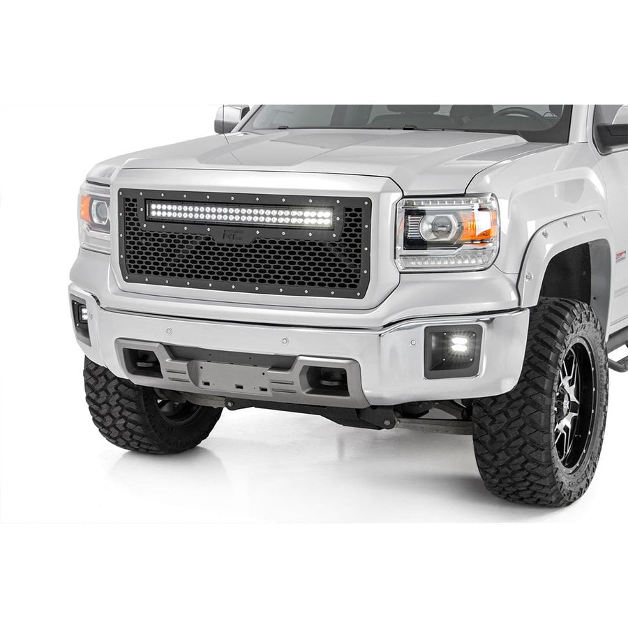 30" Rough Country Mesh Amber DRL LED Grille for 14-15 GMC Sierra 1500-70190BDA