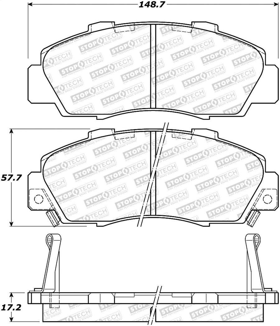 Front StopTech 308.05031 Brake Pads with Shims and Hardware Street