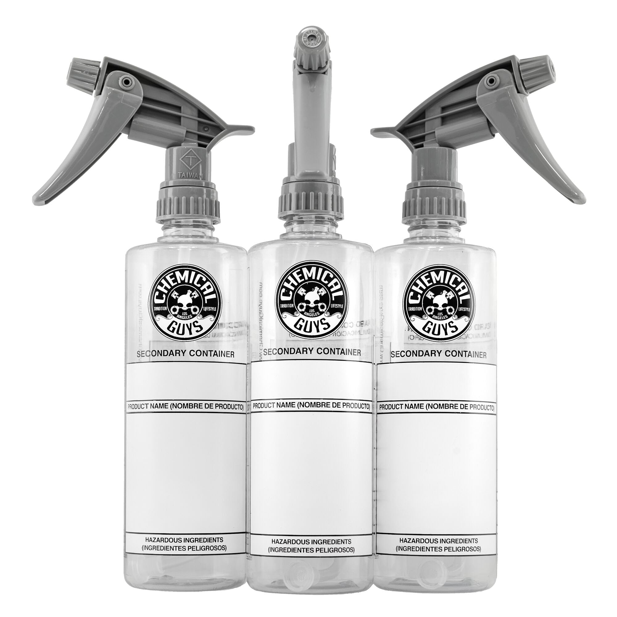 Chemical Guys ACC138 Dilution Bottle Secondary Container with Heavy Duty Sprayer, 16 oz, 3 Pack