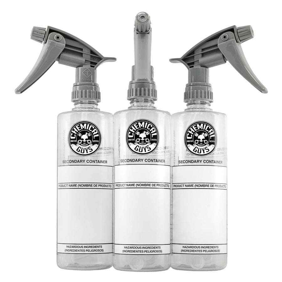 Chemical Guys ACC138 Dilution Bottle Secondary Container with Heavy Duty Sprayer, 16 oz, 3 Pack
