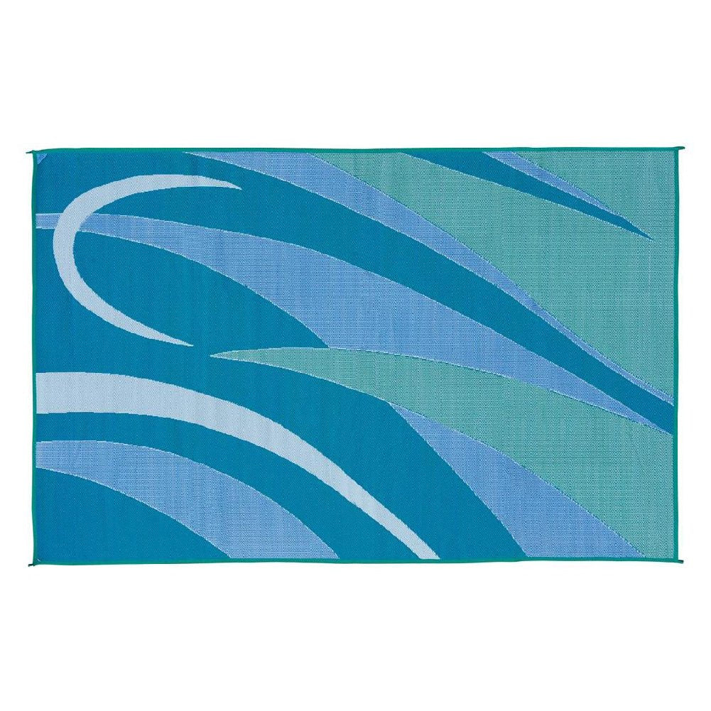 8-Feet x 12-Feet Stylish Camping RV Outdoor Camping Reversible Patio Mat, GA3 Blue/Green
