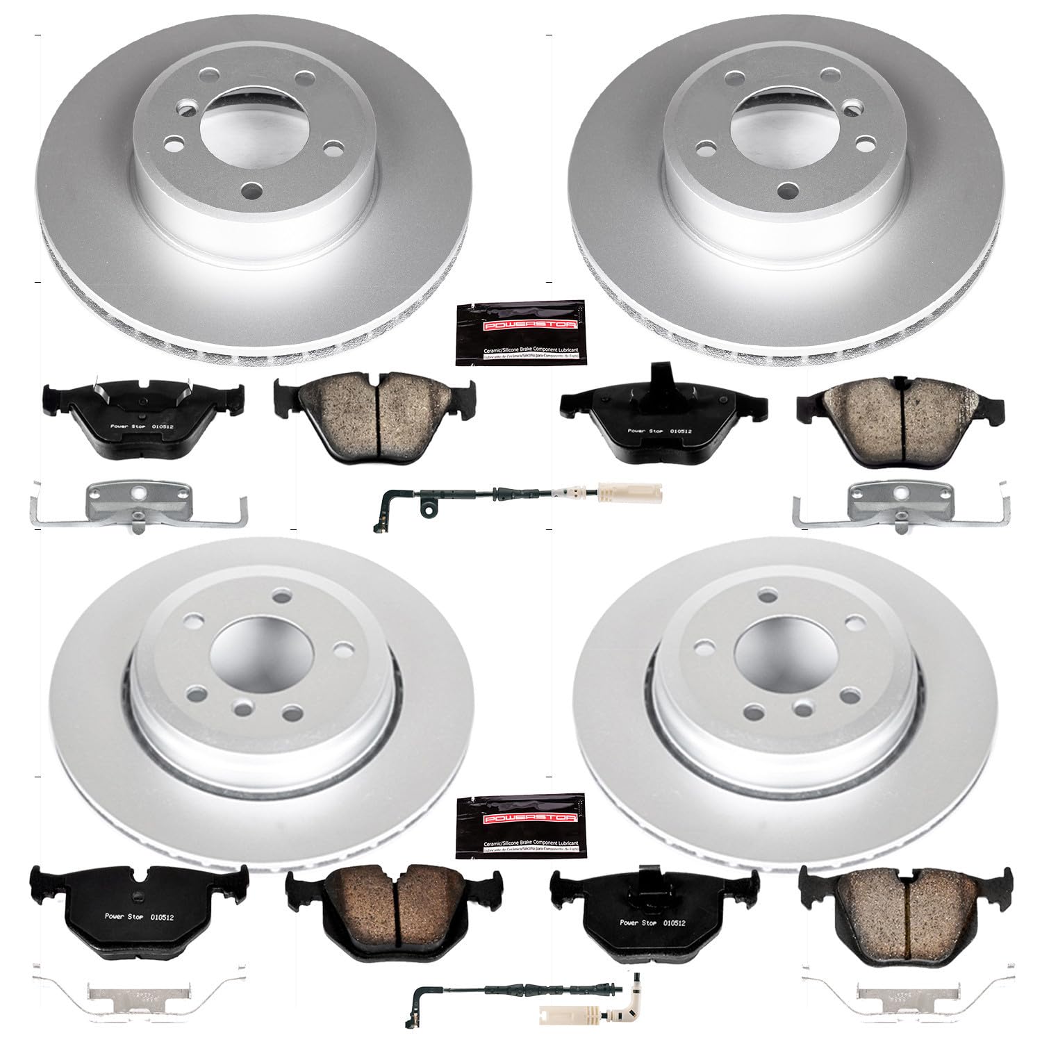 Power Stop CRK5360 Z23 Evolution Geomet Coated Brake Kit Front and Rear For BMW 525i 2004-2006, BMW 528i 2008-2009, BMW 530i 2004-2007 [Model Specific]