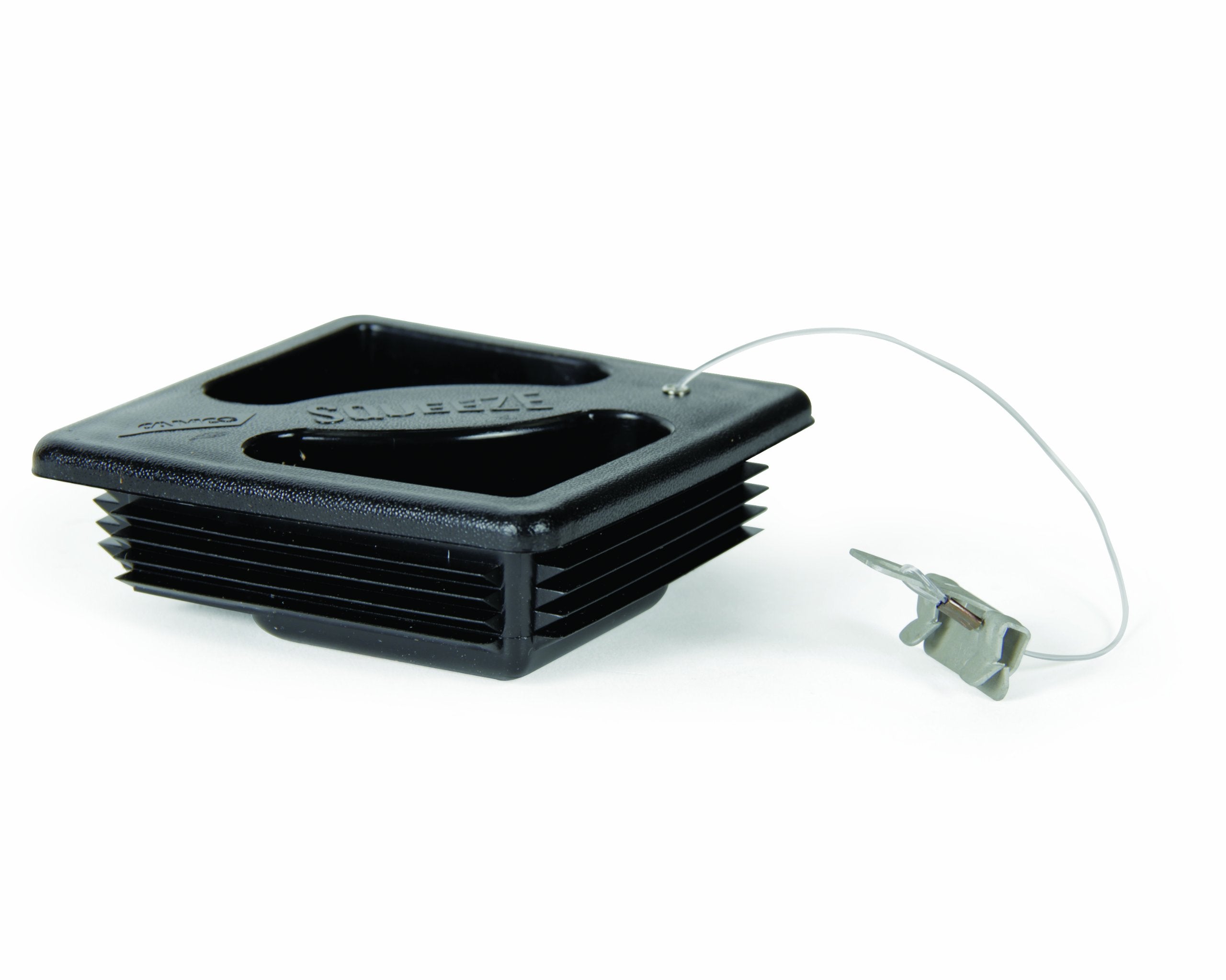 Camco Bumper Cap No Insect with Saver | Features Small Holes to Increase Airflow and Block Insects | Easy Installation and Removal | Fits Standard RV 4-inch Square Bumpers | Black (40324)