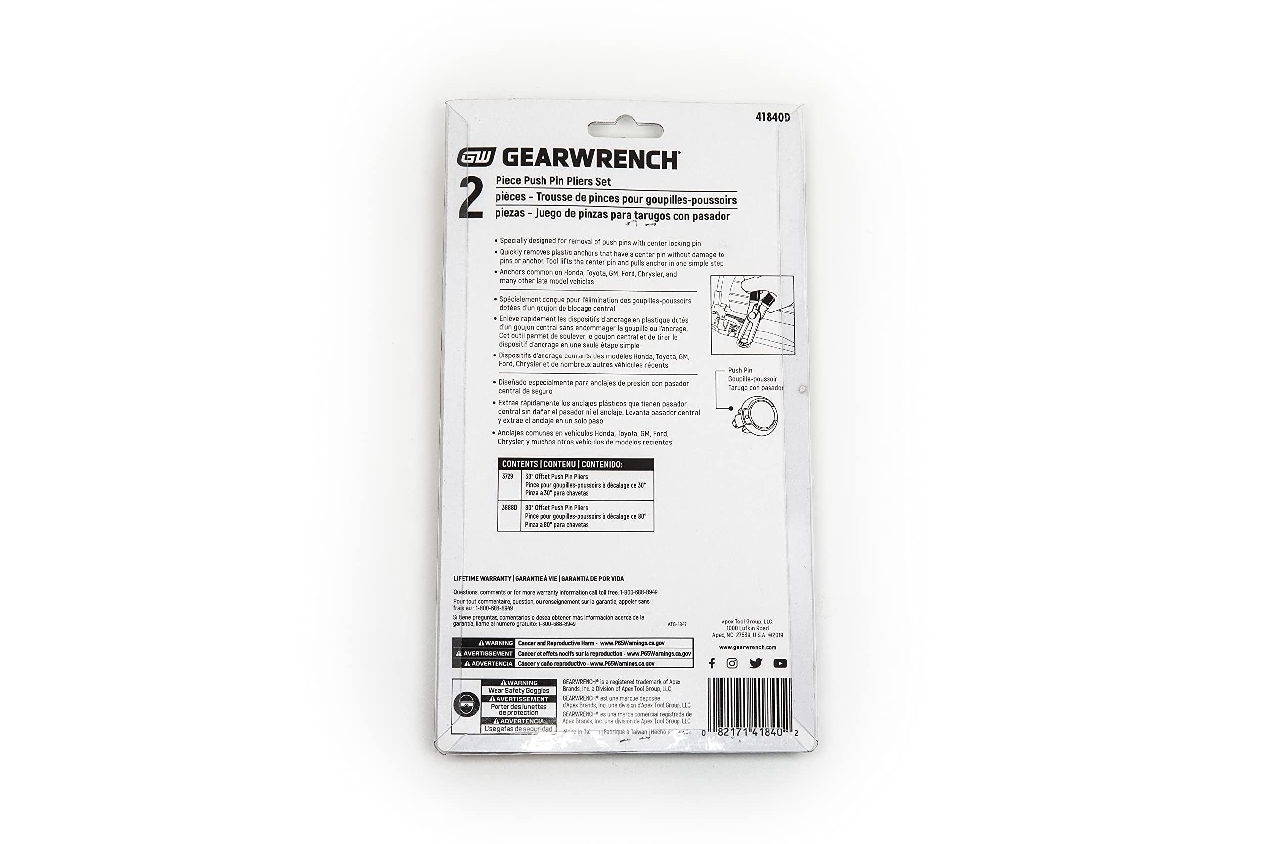 GEARWRENCH 30° & 80° Push Pin Plier Set - 2 Pc. 41840D