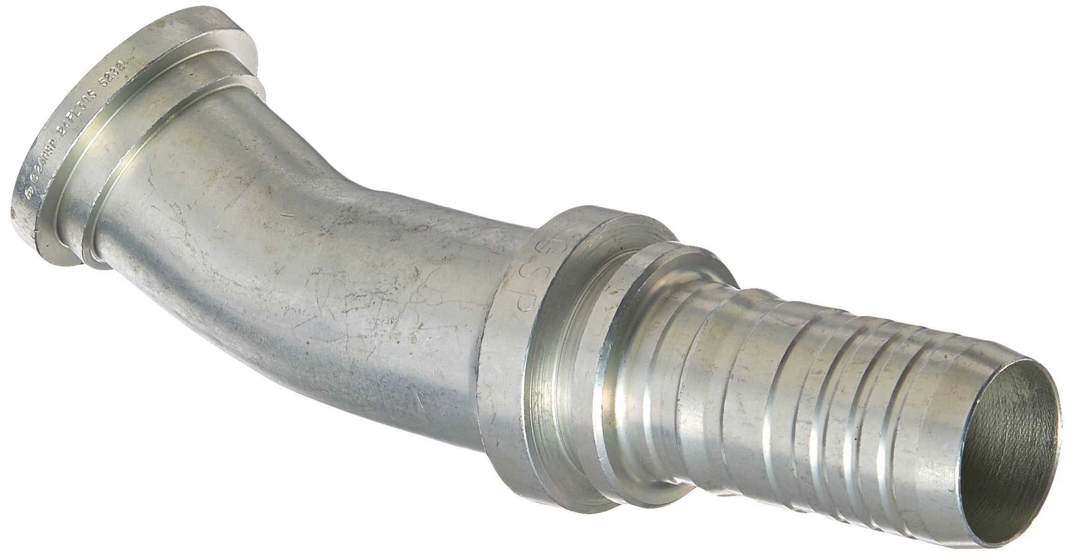 GlobalSpiral Couplings Gates 24GSP-24FL30S, Code 61 O-Ring Flange, Zinc Plated Carbon Steel, 8.23", 30° Bent Tube, 1 1/2" ID