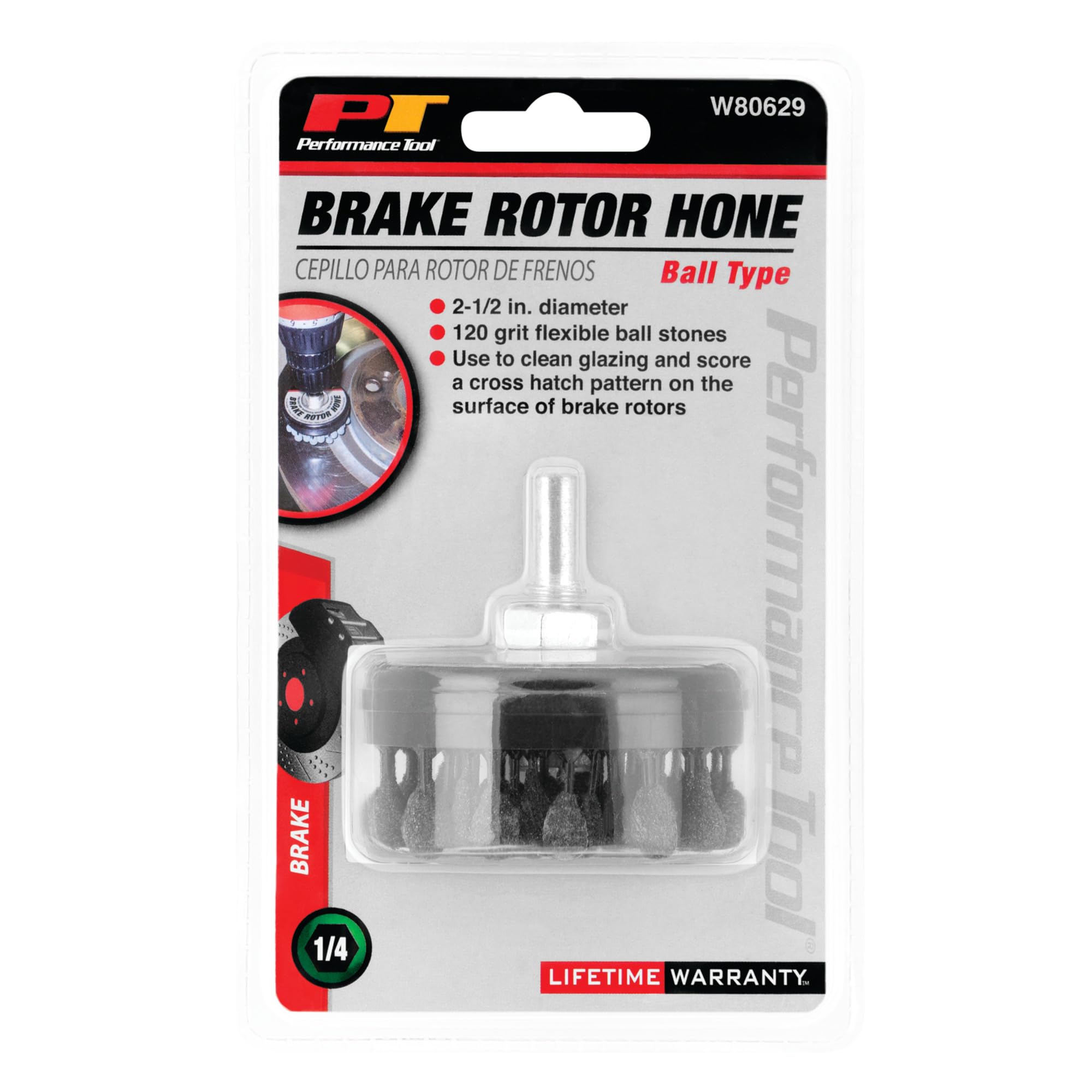 W80629 Performance Tool 2-1/2-Inch Brake Rotor Hone 120 Grit Flexible Ball Stones, 1 Pack