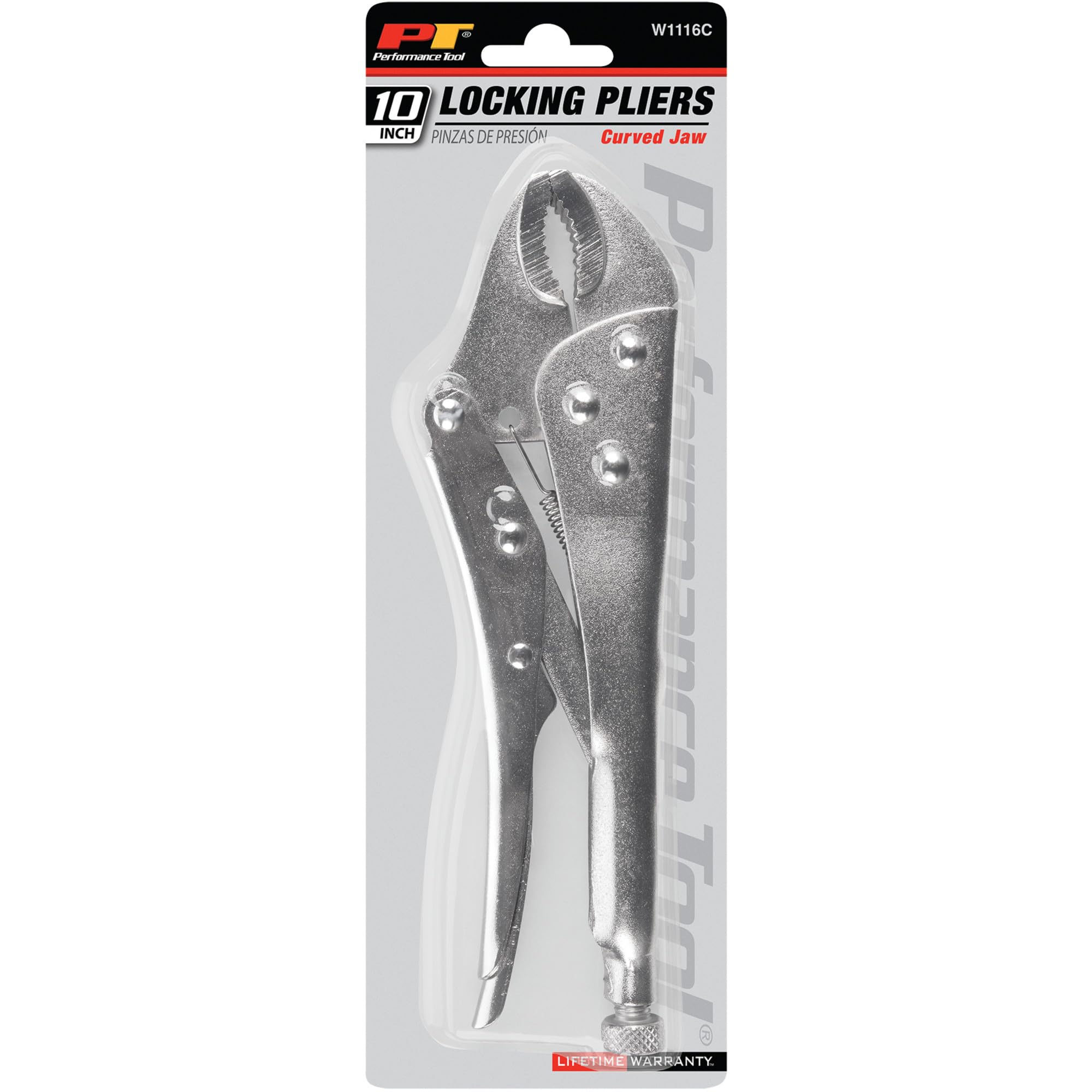 Lock Grip Pliers Performance Tool W1116C - 10-Inch Curved Jaw Vise Locking Pliers with Comfort Grip Handles for Better Control and Precision