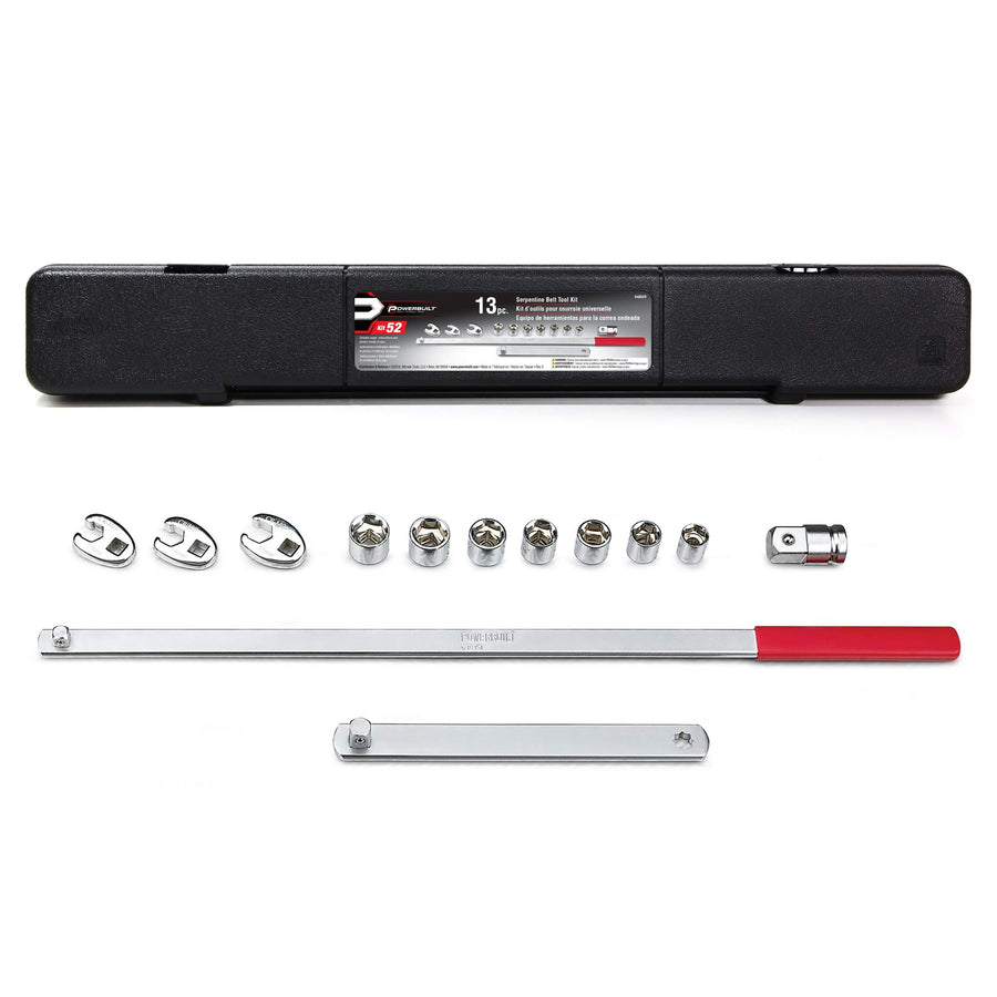 Powerbuilt Tool Set Serpentine Belt, Remove and Install Car Vehicle Serpentine Belts, for Spring-Loaded, Accessories and Storage Case Included - 648629,Silver