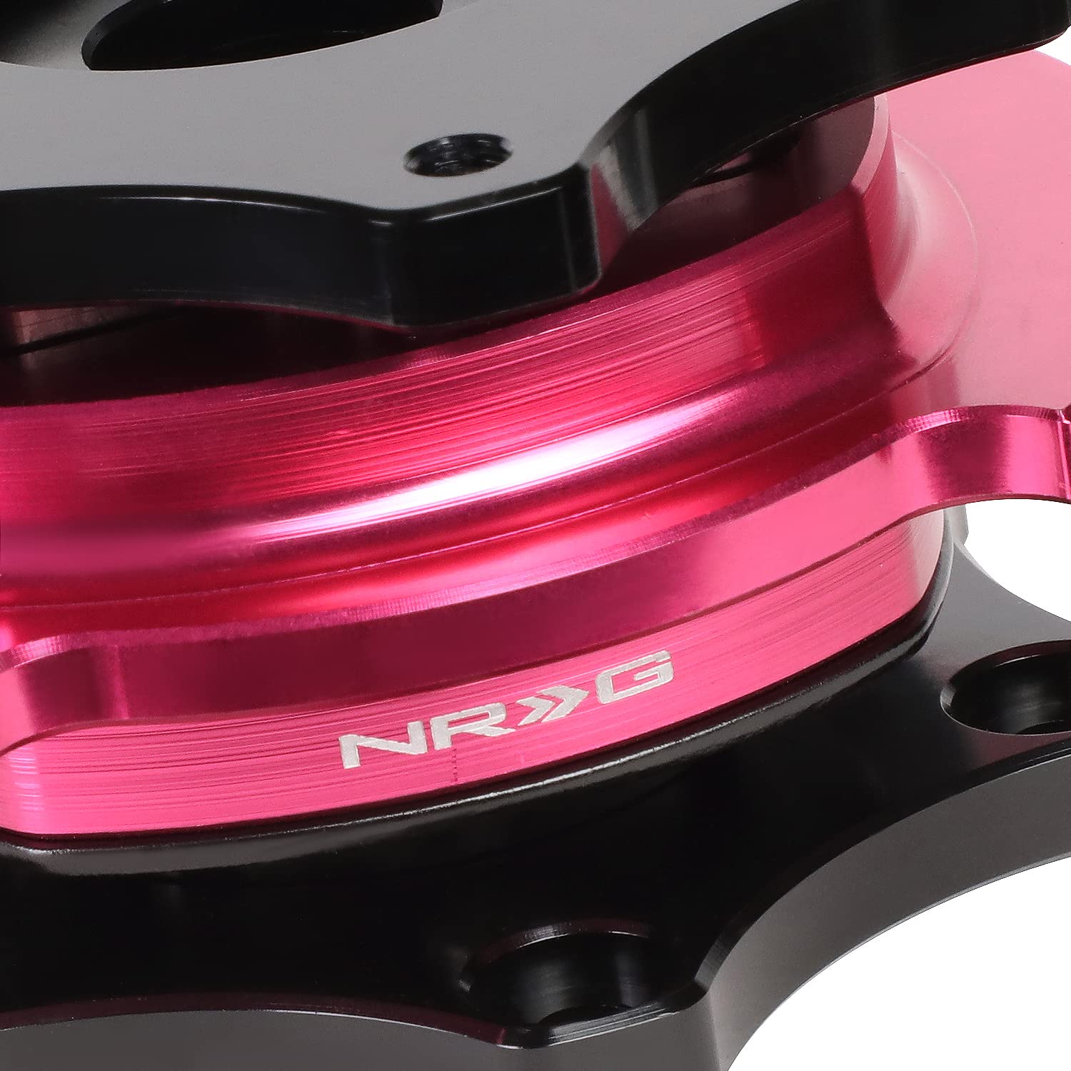 NRG Innovations SRK-PK-R200BK SFI 42.1 Spec D Shaped 6-bolt Steering Wheel Quick Release Adapter,Black Quick Release/Pink Ring