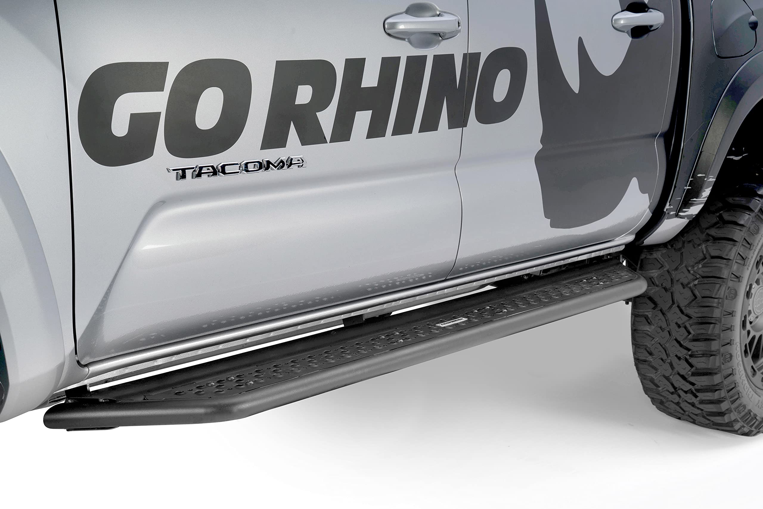 Dominator Xtreme D6 Sidesteps & Brackets Go Rhino | Cab Length, Mild Steel, Textured Black | D64432T | Fits 2024 Toyota Tacoma Double Cab
