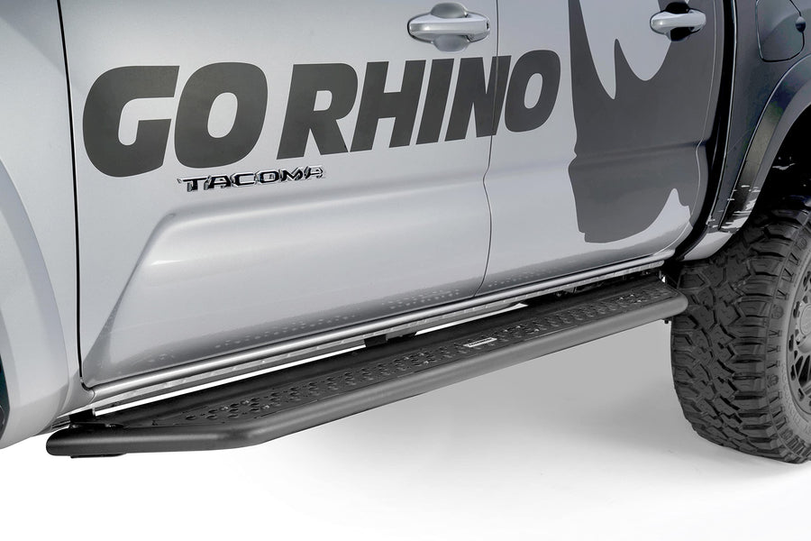 Dominator Xtreme D6 Sidesteps & Brackets Go Rhino | Cab Length, Mild Steel, Textured Black | D64432T | Fits 2024 Toyota Tacoma Double Cab