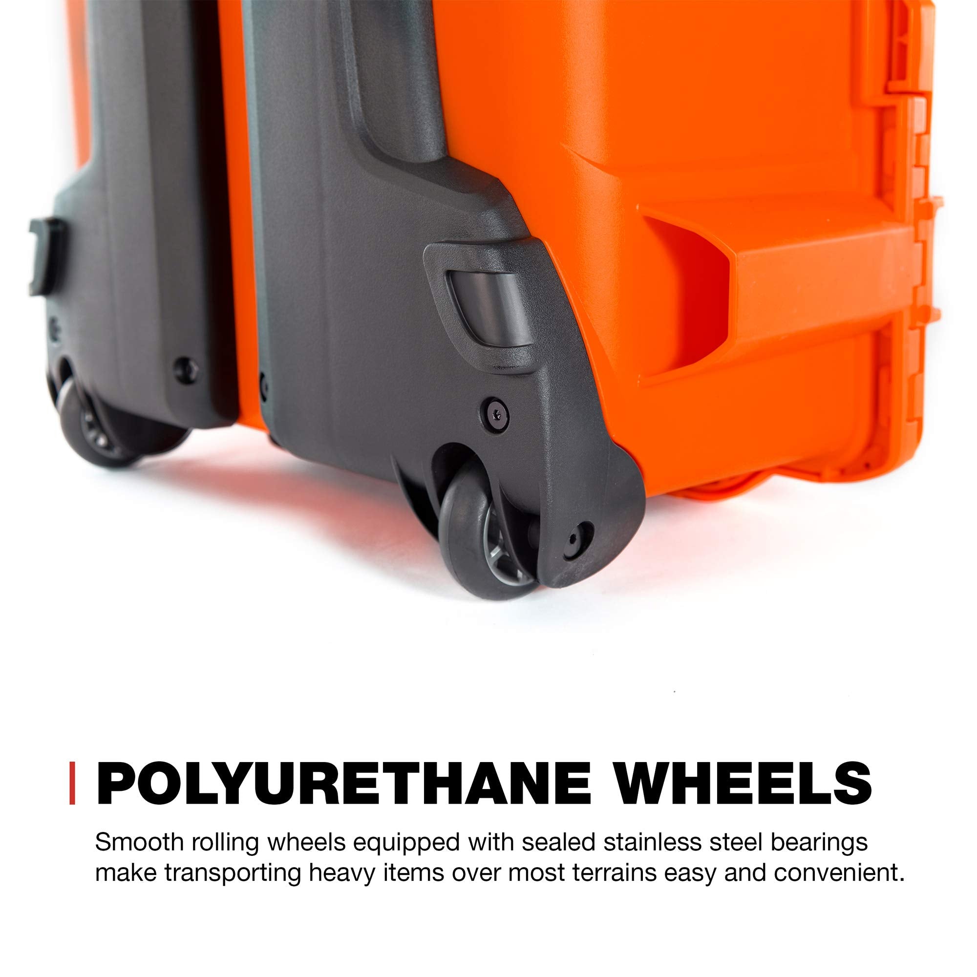 Waterproof Nanuk 955 Hard Case with Wheels and Padded Divider - Orange