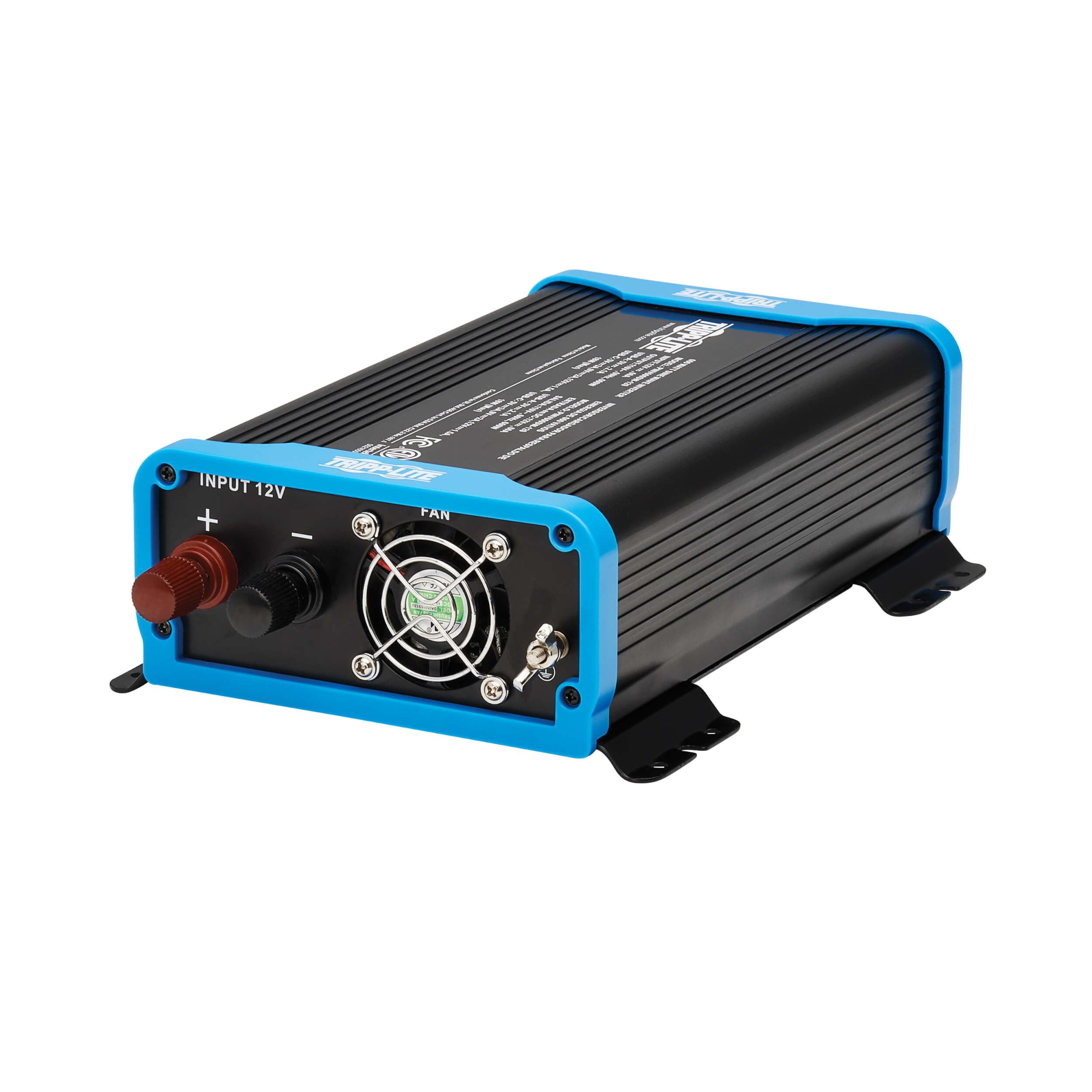 600W Tripp Lite Compact Pure Sine Wave Power Inverter, 3 Outlets, 1 USB + 1 USB-C Charging Ports, Remote Control via RJ12 Telephone Cable, Included Mounting Brackets, 2-Year Warranty (PINV600SW-120)