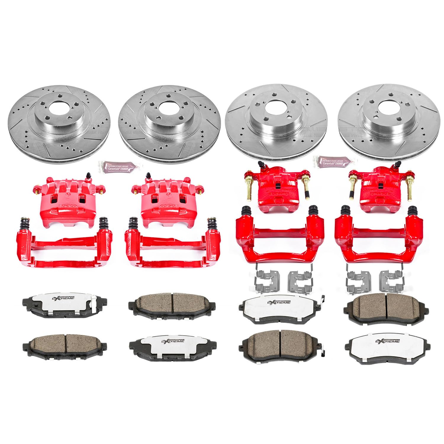 Power Stop Z26 KC4229-26 Front & Rear Street Warrior Brake Kit BMW and 1 Front & 1 Rear Sensor Wires For BMW M3 1995-1999 [Model Specific]