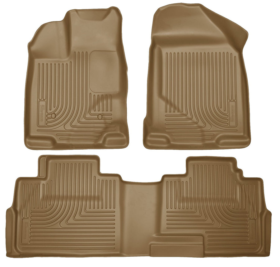 Husky Liners Floor Mats Weatherbeater | Fits 2007-2014 Ford Edge; 2007-2015 Lincoln MKX | Front & 2nd Row, 3-pc Tan - 99763