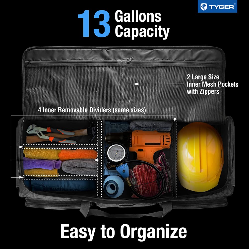 TYGER Cargo Rear Underseat Storage Bag Organizer Large Size 13 Gallons Compatible with Ford, Chevy, Ram and Toyota Crew Cab Full Size Pickup Trucks | TG-CB3U1498