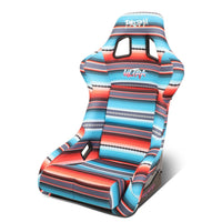 NRG Innovations Fixed Back Bucket Racing Seat Prisma with Bottom Mount Bracket, 24" W X 36" H X 18" D, Red White Blue Black Pink Serape Print, FRP-302-BAJACALI