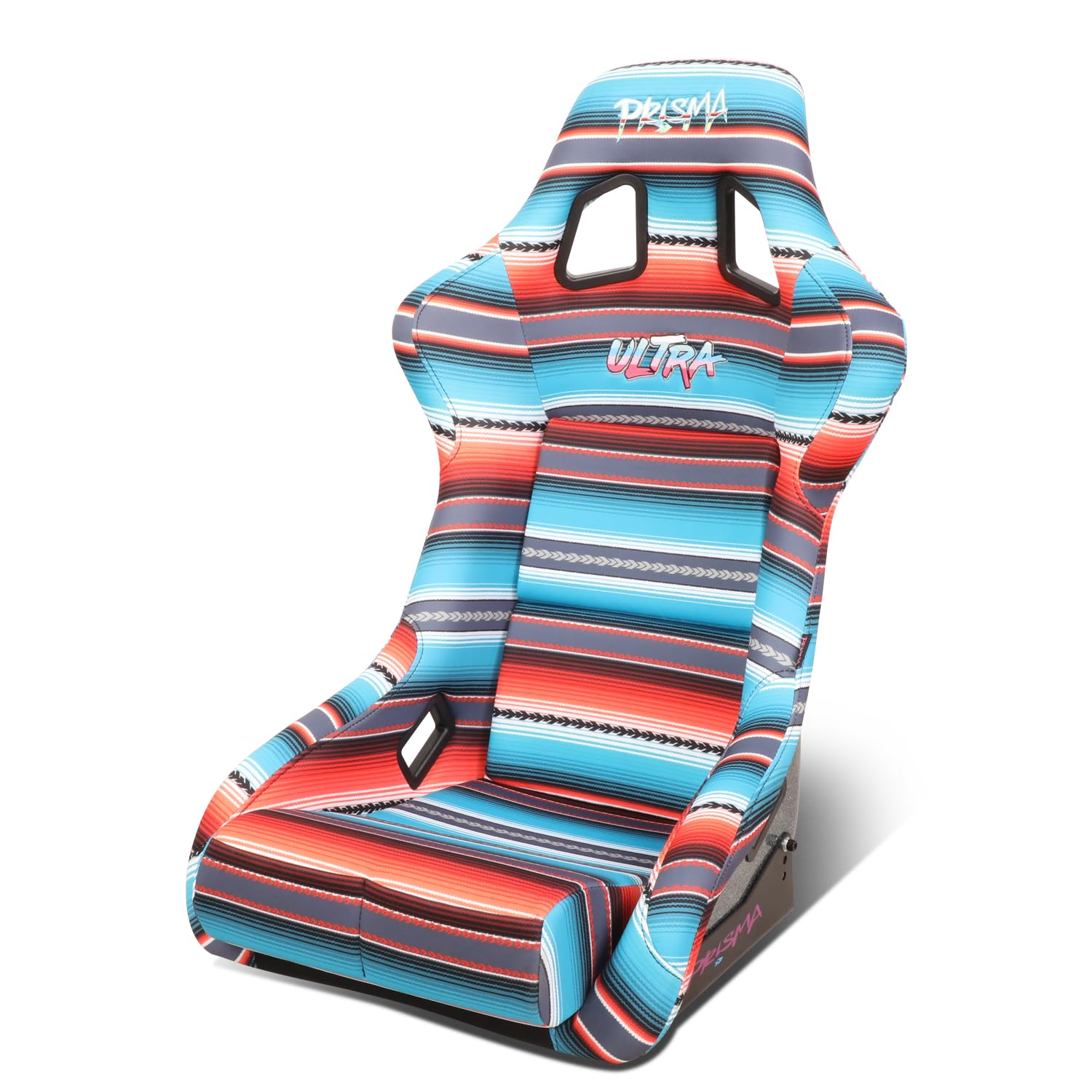 NRG Innovations Fixed Back Bucket Racing Seat Prisma with Bottom Mount Bracket, 24" W X 36" H X 18" D, Red White Blue Black Pink Serape Print, FRP-302-BAJACALI
