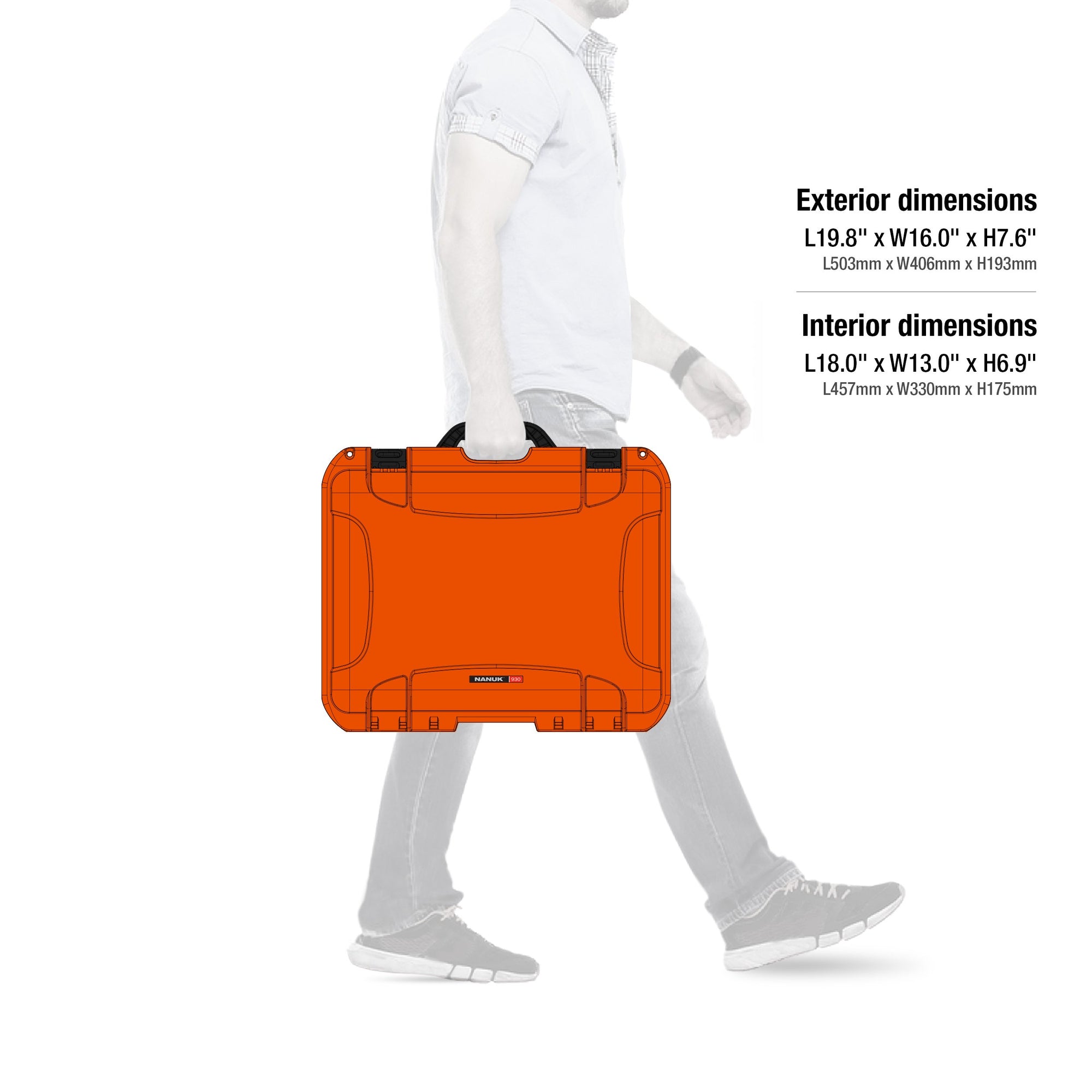 Waterproof Nanuk 930 Hard Case with Padded Dividers - Orange