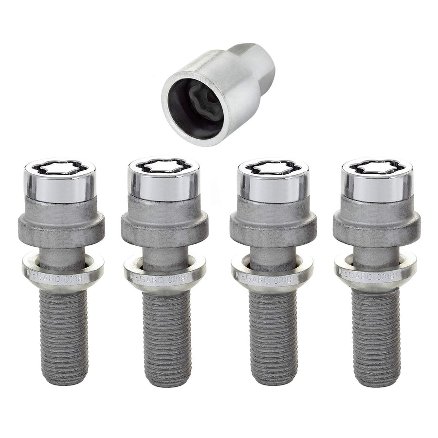 Bolt Style MCGARD 28032 Chrome Radius Seat Lock Bolt Set (M14 x 1.5 Thread Size) - Set of 4, 4 Locks / 1 Key