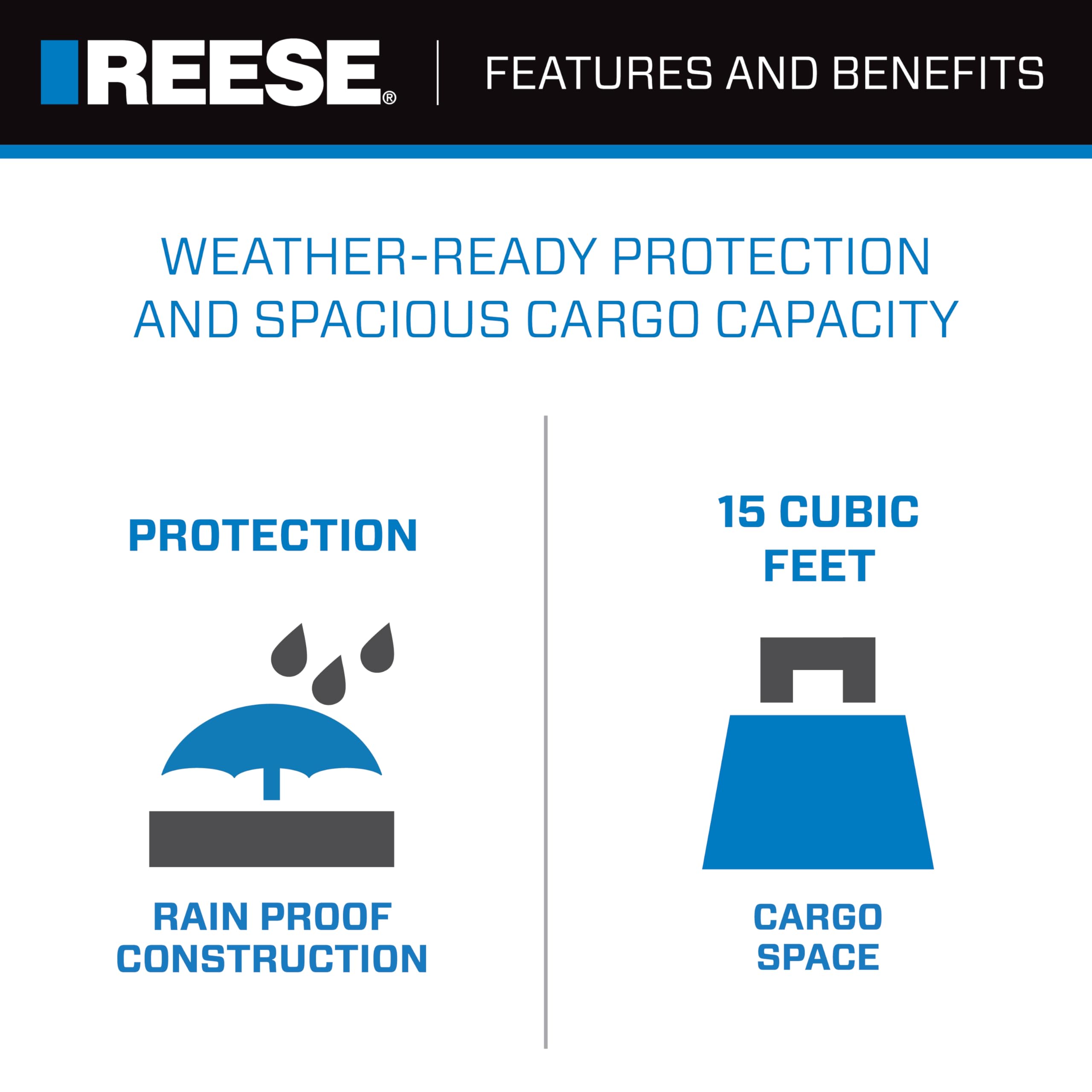 Reese 63604 Explore Amigo Hitch Mount Cargo Carrier Bag, 59 Inch x 18.5 Inch x 24 Inch, Rainproof, Fit On A Most Full-Size Hitch Mounted Cargo Carriers.