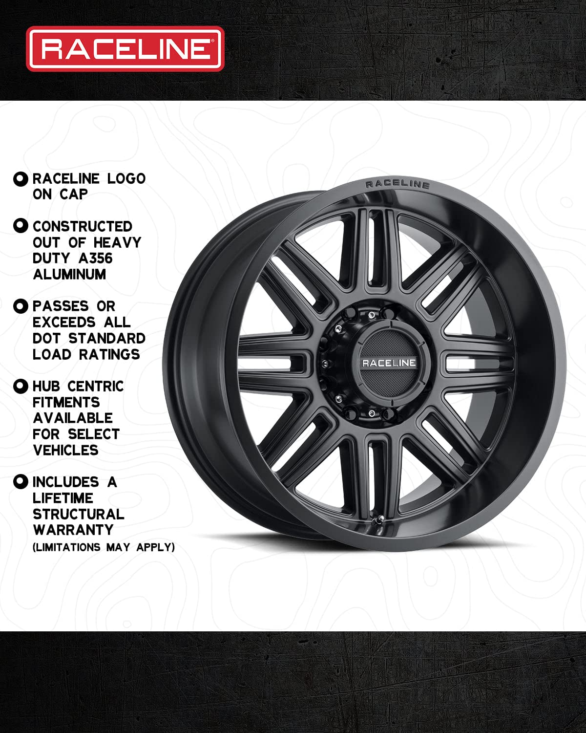Satin Black Raceline Wheels 948B SPLIT Wheel 17X8.5"5X127 Bolt Pattern +18mm Offset/(5.46"B/S) Split Spoke Aluminum Passenger Car Wheels, Full Size Replacement Black Car Rims