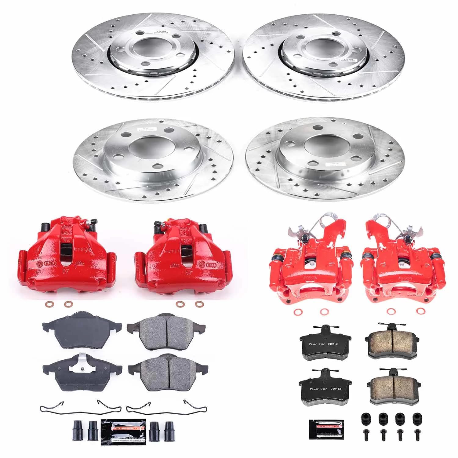 Power Stop Z23 KC2799 Daily Driver Front and Rear Caliper Kit-Brake Rotors & Carbon Ceramic Brake Pads For Audi A4 Quattro 1996-1998 [Model Specific]