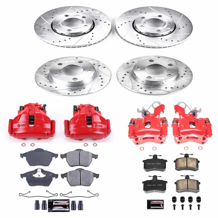 Power Stop Z23 KC2799 Daily Driver Front and Rear Caliper Kit-Brake Rotors & Carbon Ceramic Brake Pads For Audi A4 Quattro 1996-1998 [Model Specific]