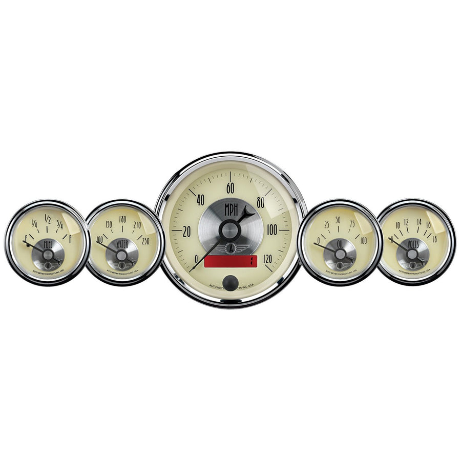 Auto Meter Prestige 2000 Antique Ivory LCD Odometer Gauge - 5 Piece