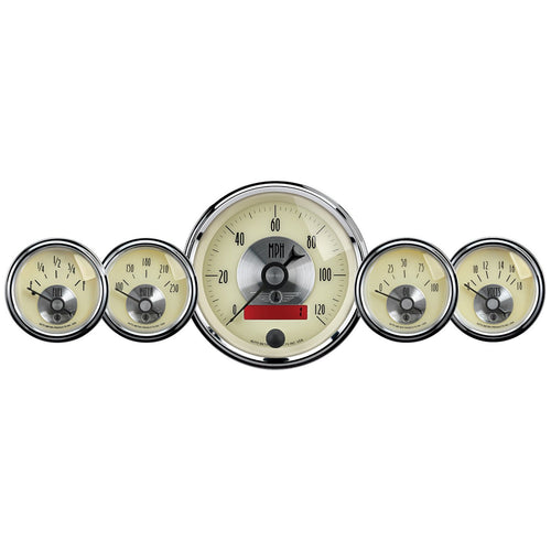 Auto Meter Prestige 2000 Antique Ivory LCD Odometer Gauge - 5 Piece