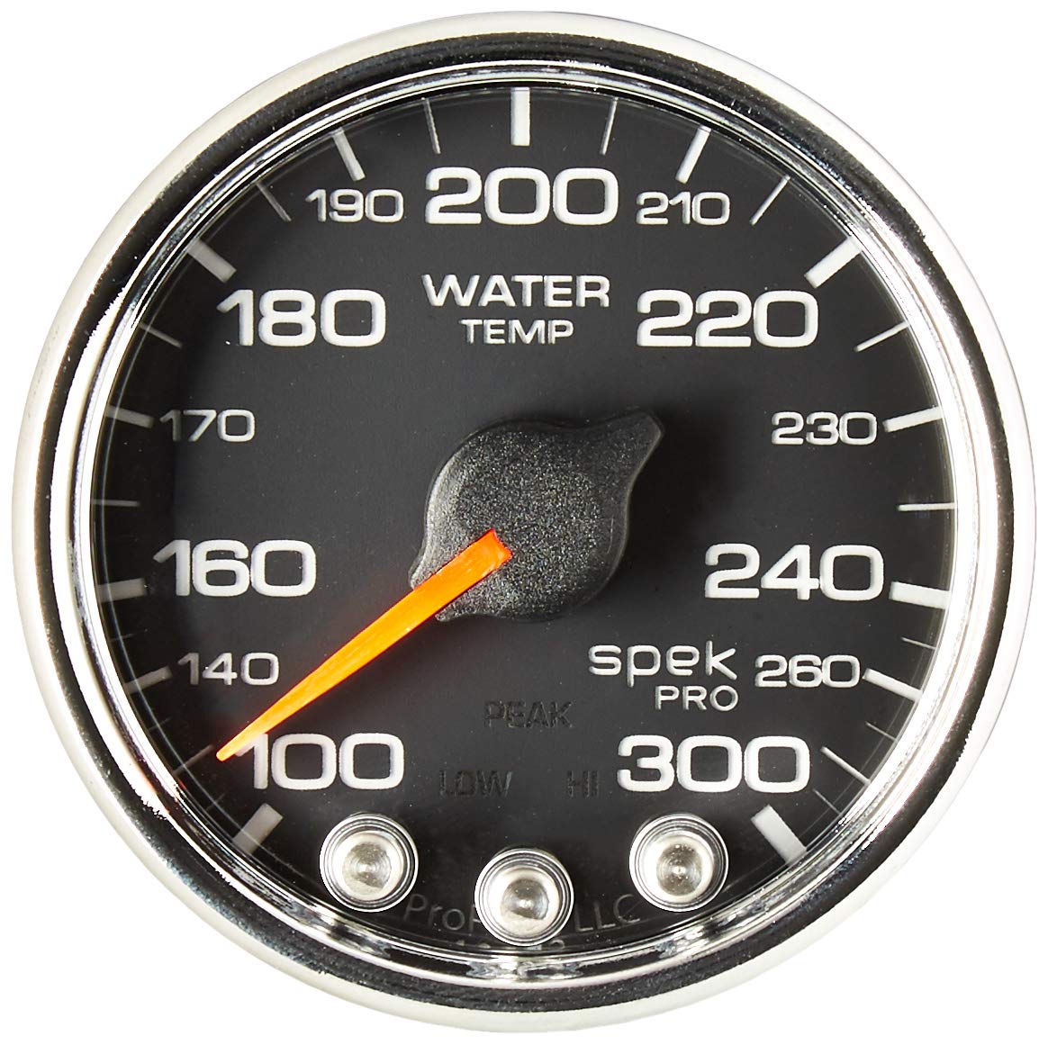 Gauge AUTO METER P34631 Water Temp (Spek-Pro 2 1/16", 300ºf, Stepper Motorwith Peak & Warn, Blk/Chrm, Spek-Pro)