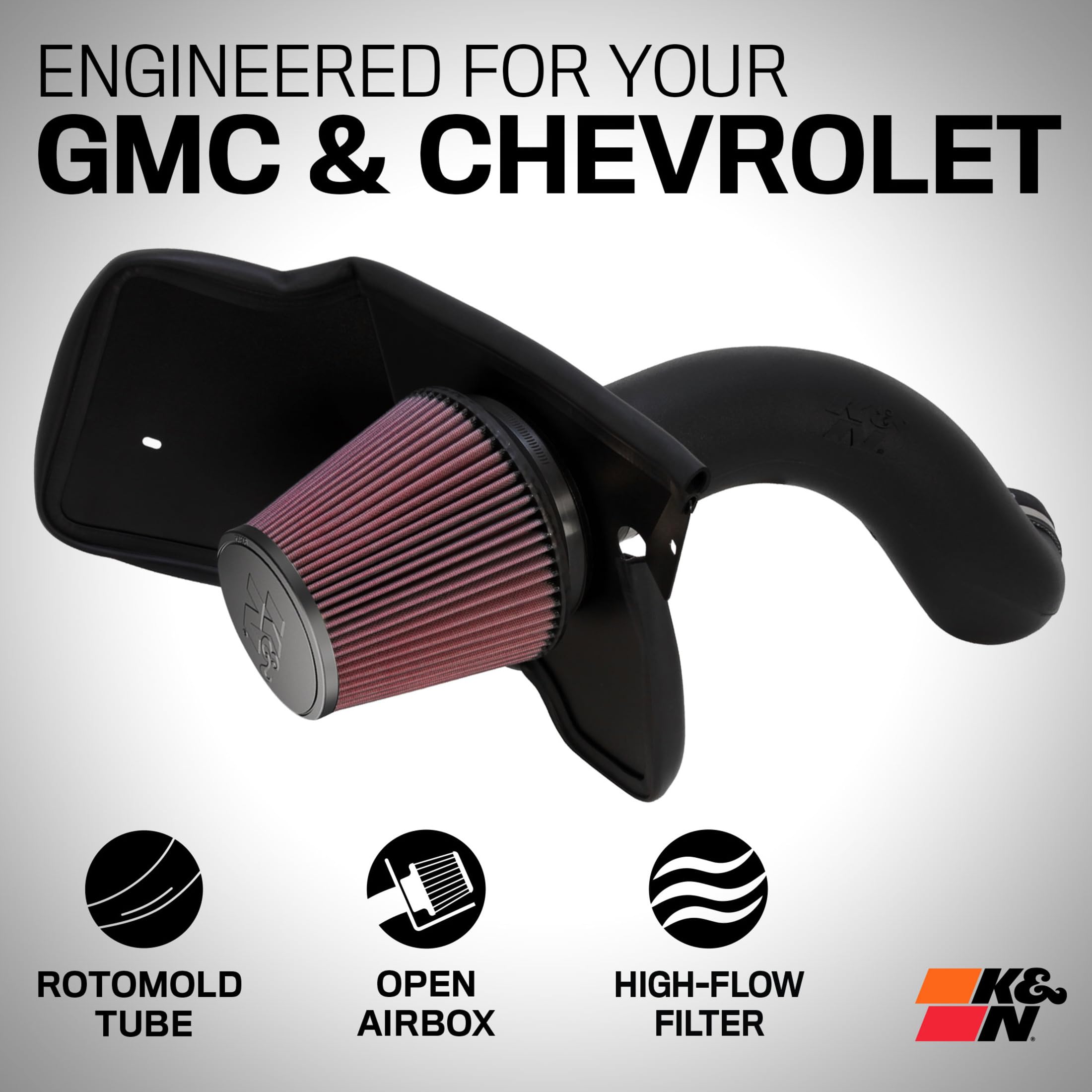 K&N Cold Air Intake System: High-Flow Air Filter, Towing & Increase Performance: Compatible with 1999-2007 Chevy/GMC/Cadillac: Silverado, Suburban, Tahoe, Sierra, Yukon, Escalade, Avalanche, 57-3023-1