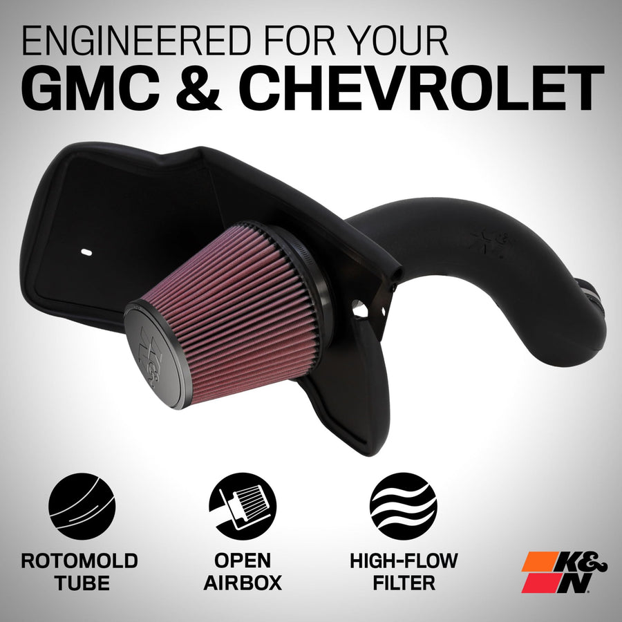 K&N Cold Air Intake System: High-Flow Air Filter, Towing & Increase Performance: Compatible with 1999-2007 Chevy/GMC/Cadillac: Silverado, Suburban, Tahoe, Sierra, Yukon, Escalade, Avalanche, 57-3023-1