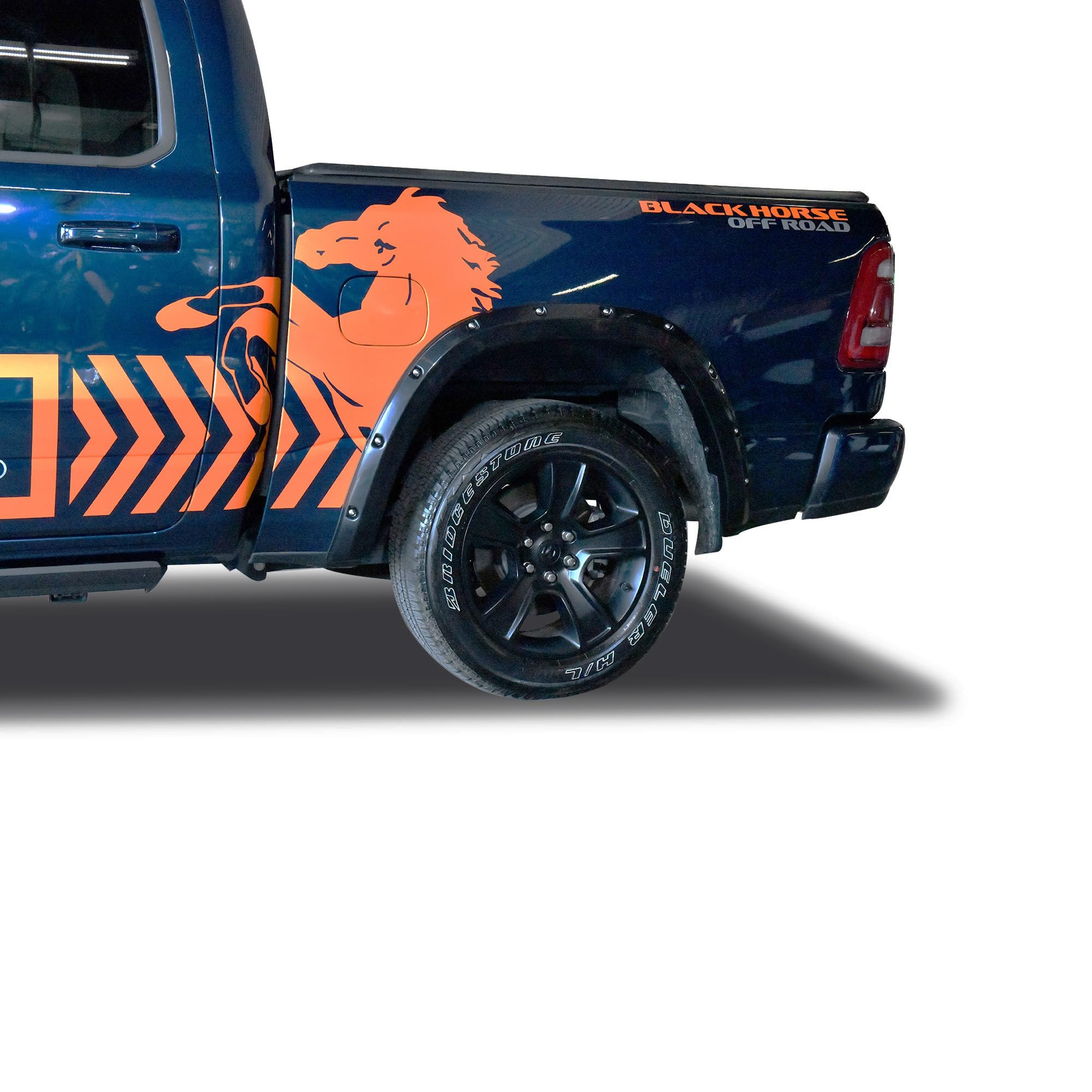 Fender Flares Black Horse Riveted Style Compatible with 2019-2022 Dodge Ram
