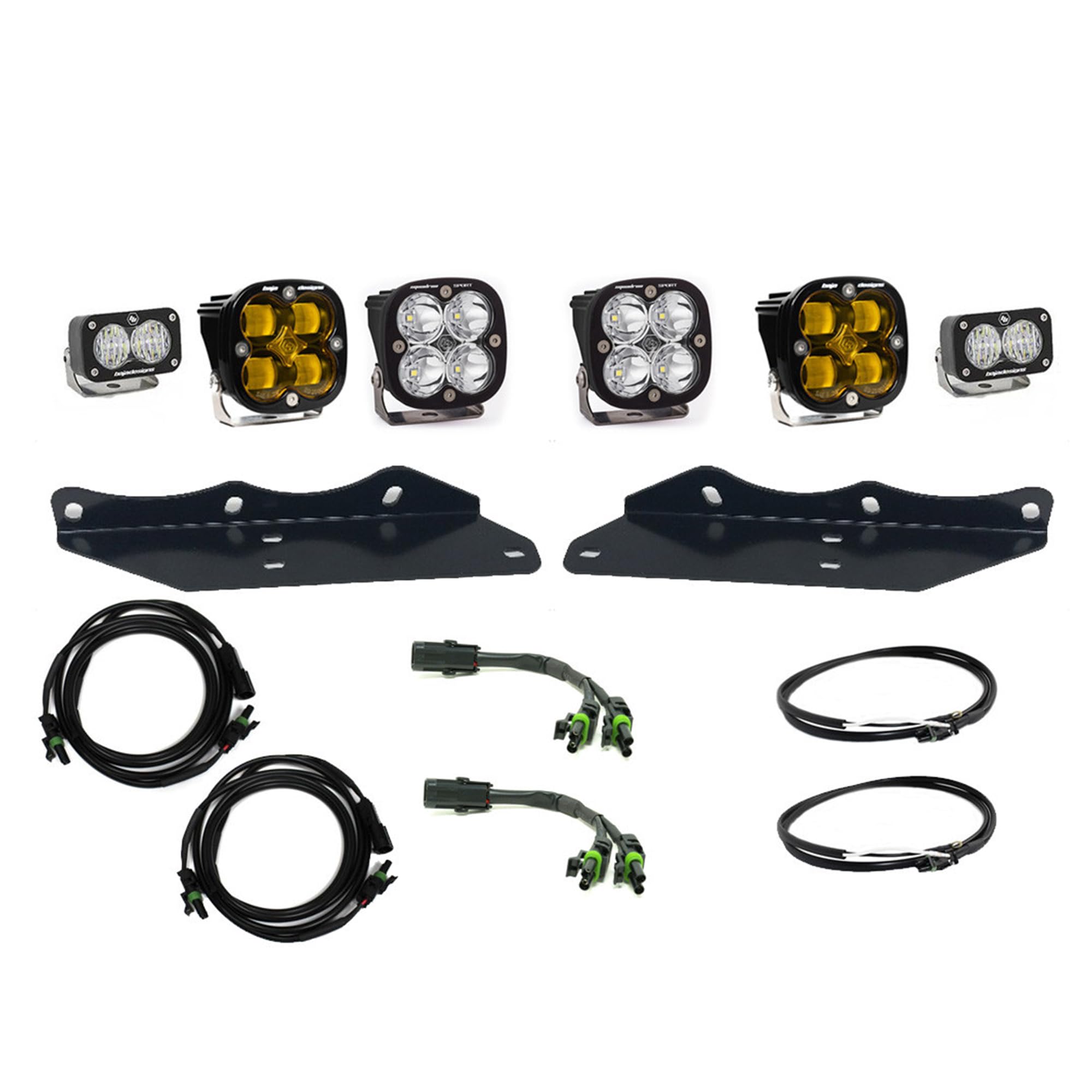 Baja Designs S2 Squadron SAE Sportsman Fog Pocket Light Kit for Ford F150 Raptor 2017-2020, 6 PCS LED (Amber)
