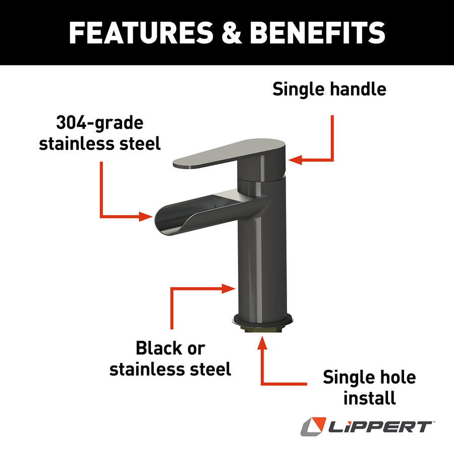 Stainless Steel Lippert Flow Max™ Waterfall Bathroom Faucet
