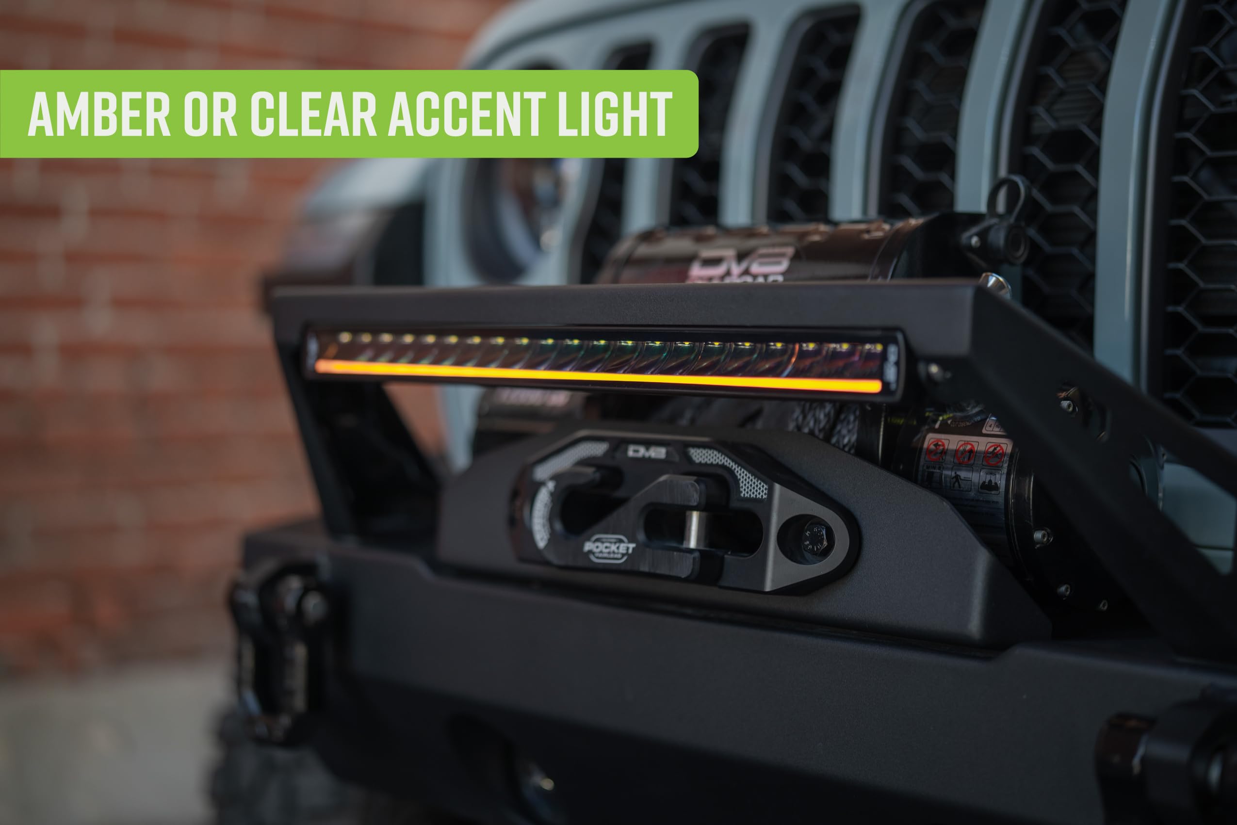 20-Inch DV8 Offroad Halo Elite Single Row Light Bar with Accent Light | Flood & Spot Pattern | Driving & Off-Road Modes | 8,820 Lumens | 5700K Main Light | Amber or Clear Accent